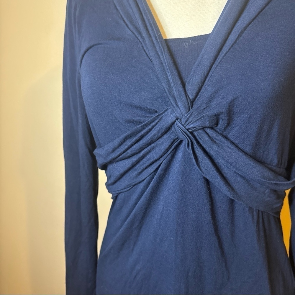 Boden Women's Navy Blue Twist Knot Crossover Front Jersey Top Size 8 - Picture 2 of 5